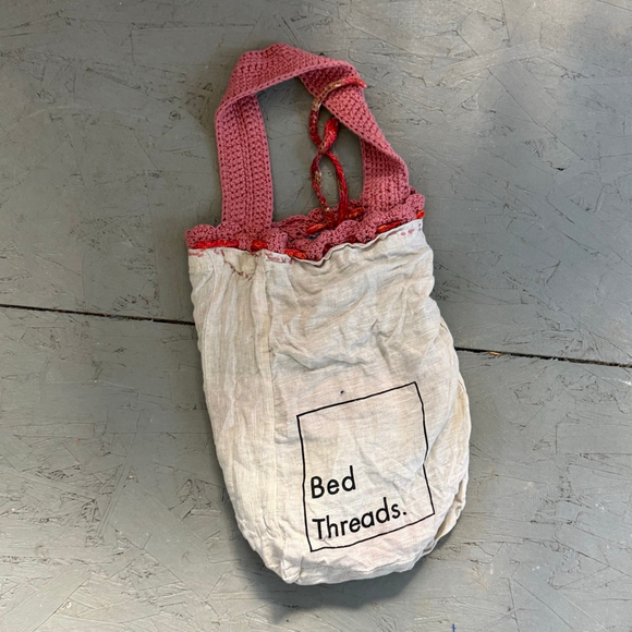 Bed Threads Crochet Shoulder Bag | Pink & Orange Striped | Boho Purse - Picture 4 of 6